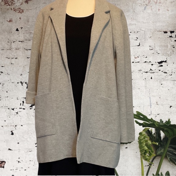 J. Crew Jackets & Blazers - J.CREW 365- gray patch pocket merino wool blend knit open front sweater blazer